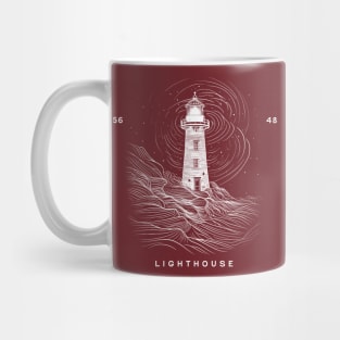 Guiding Light: Lighthouse Minimalist Design with Mountain Mug